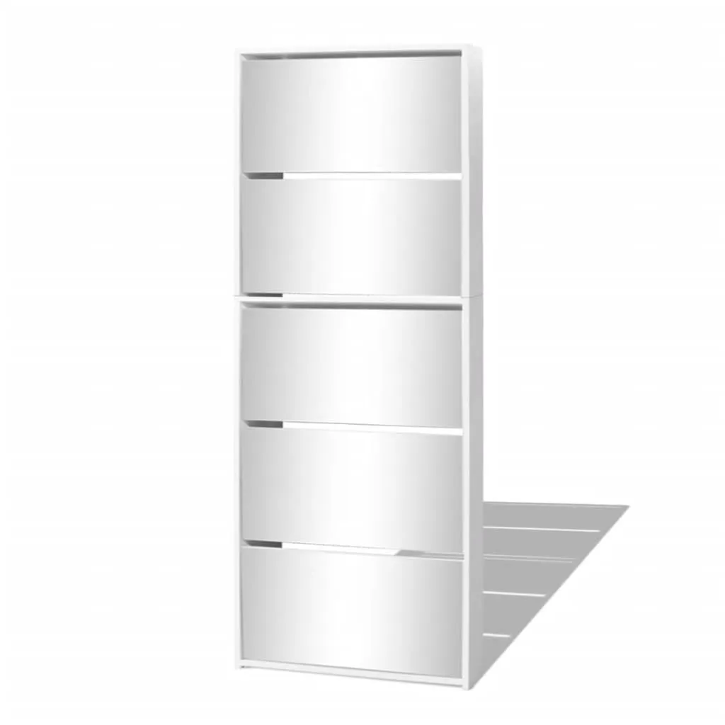 Shoe Cabinet 5-Layer Mirror White 63x17x169.5 cm