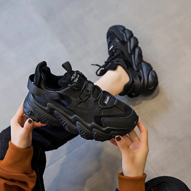 Shoes women 2020 new thick soled women''s shoes versatile sports shoes black fashion net red daddy shoes spring 2021