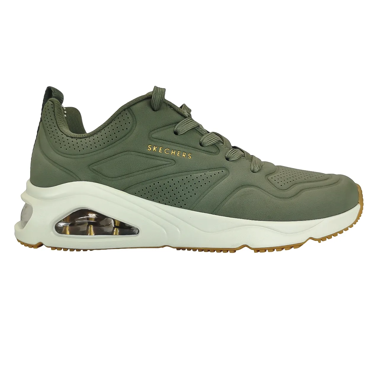 Skechers Ladies Tres Air Uno Olive Sneaker