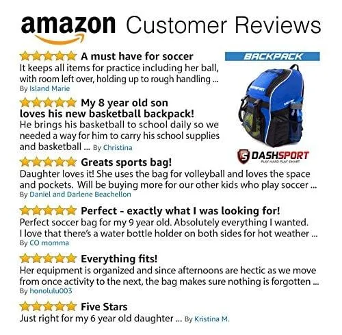 Soccer Backpack - Basketball Backpack - Youth Kids Ages 6 and Up - with Ball Compartment - All Sports Bag Gym Tote Soccer Futbol Basketball Football Volleyball