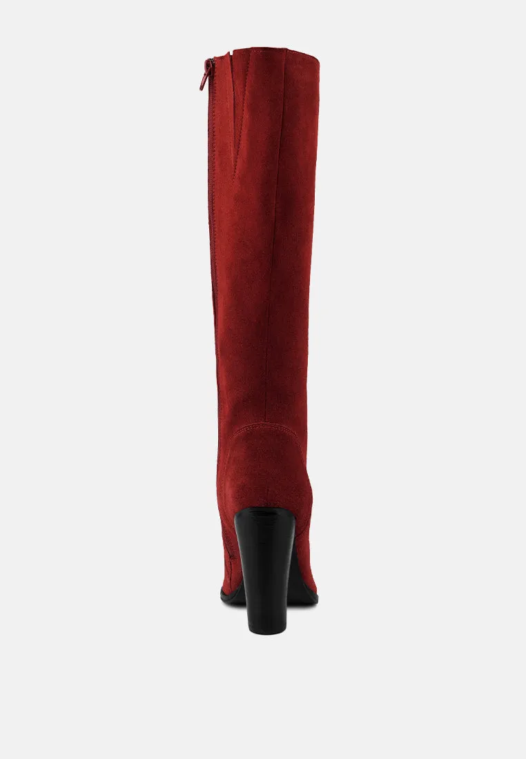 STREET-SLAY Antique Eyelets lace up Knee Boots In Red