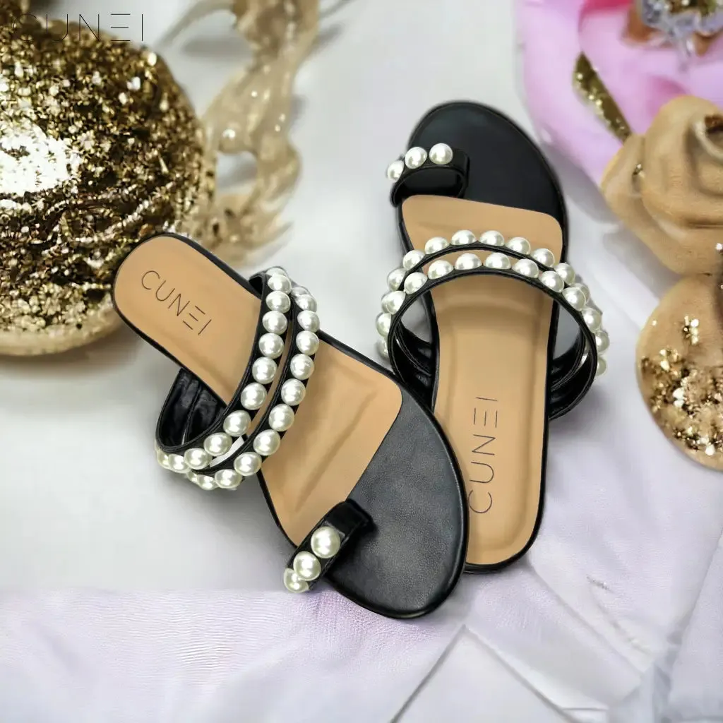 Tan Pearl Open Toe Sandals