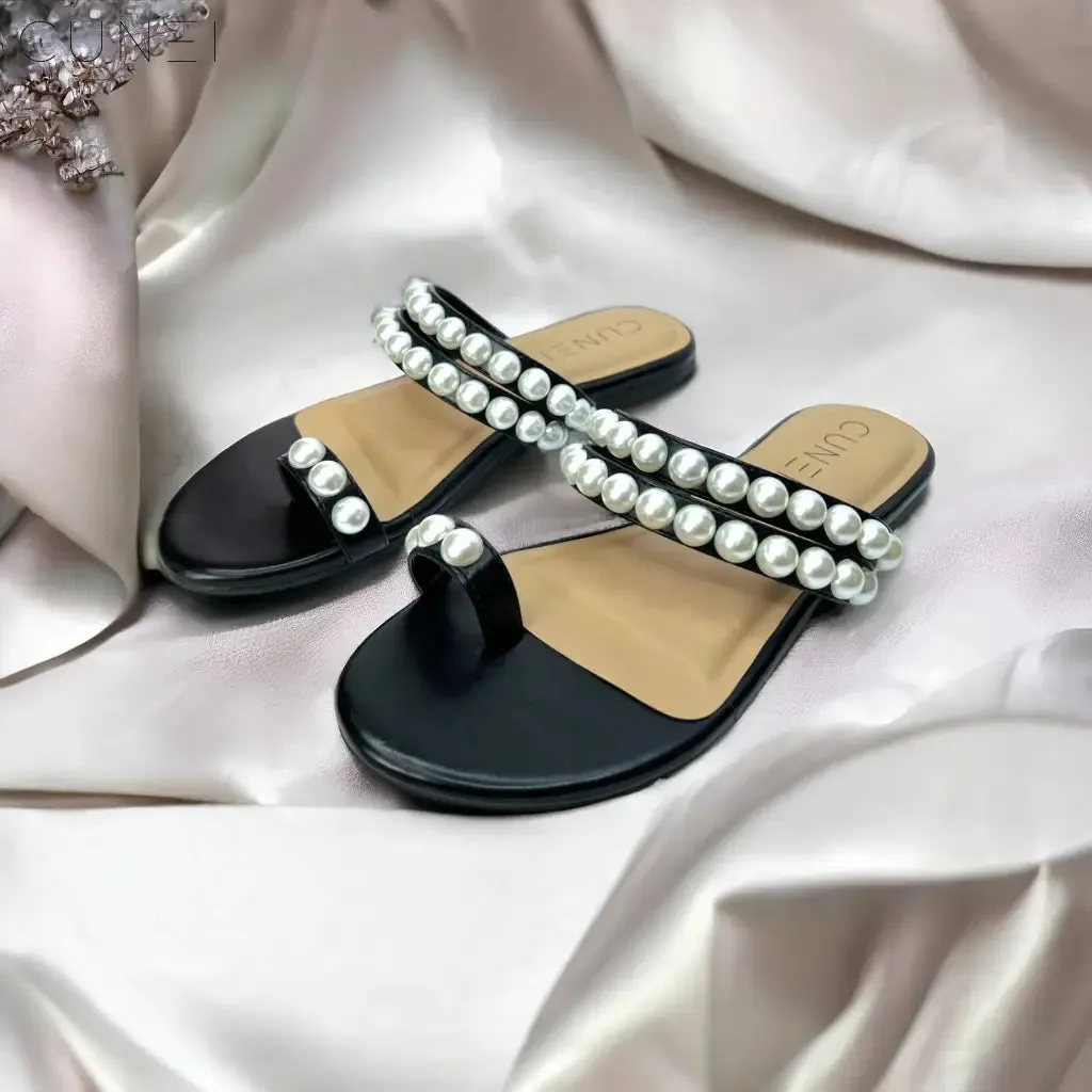 Tan Pearl Open Toe Sandals