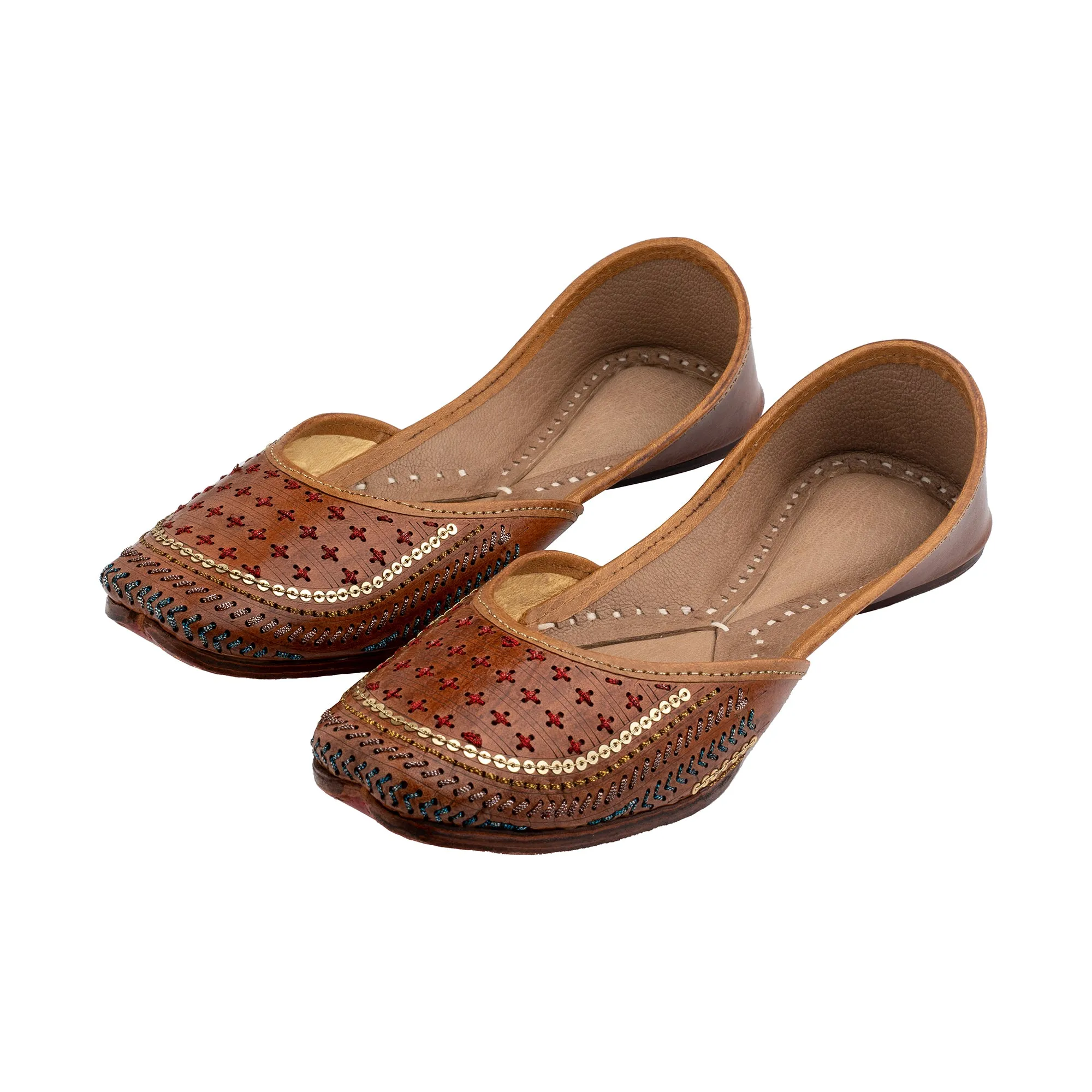 Tan Walnut Coffee Women's Kolhapuri Leather Jutti