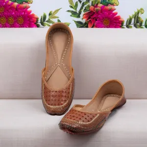 Tan Walnut Coffee Women's Kolhapuri Leather Jutti