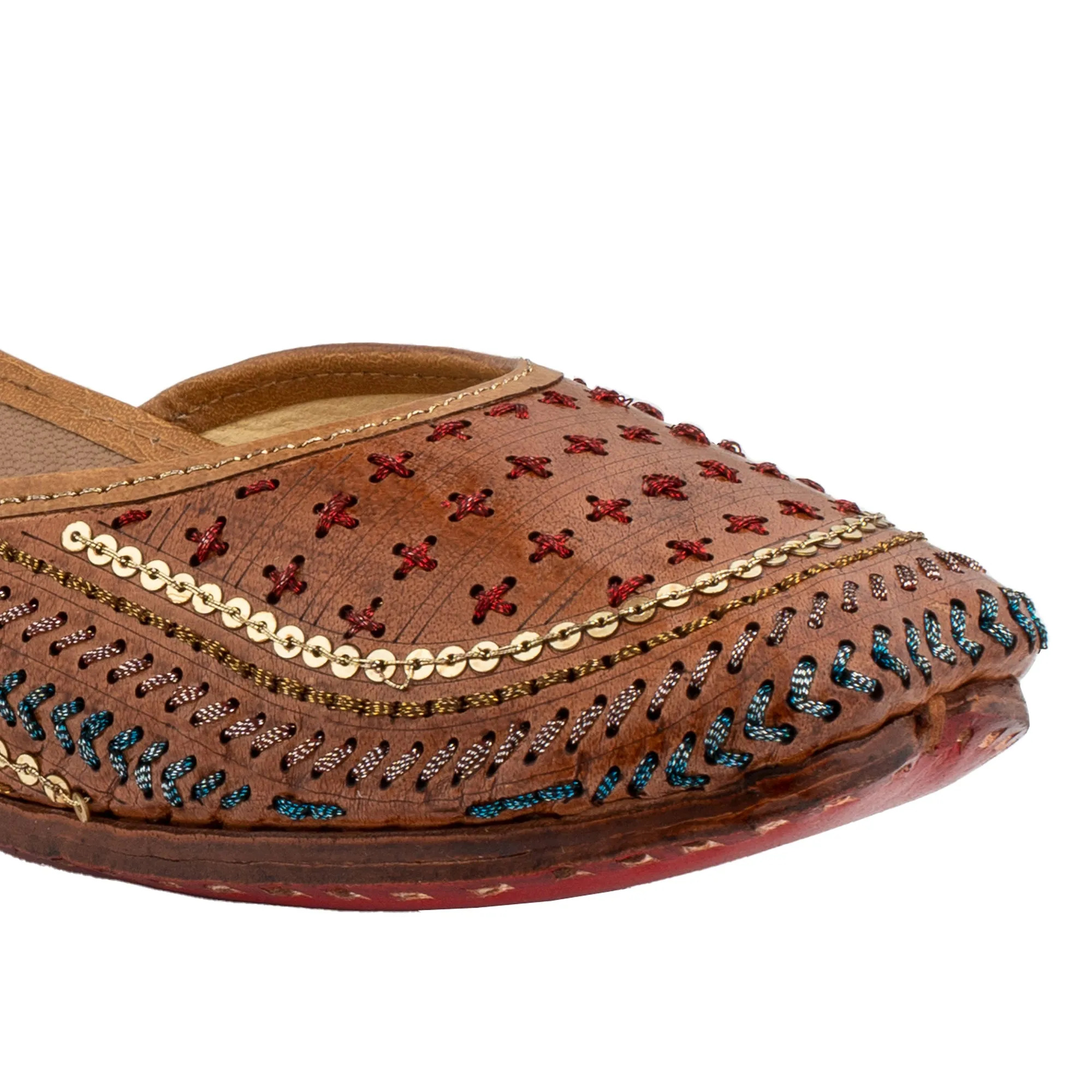 Tan Walnut Coffee Women's Kolhapuri Leather Jutti