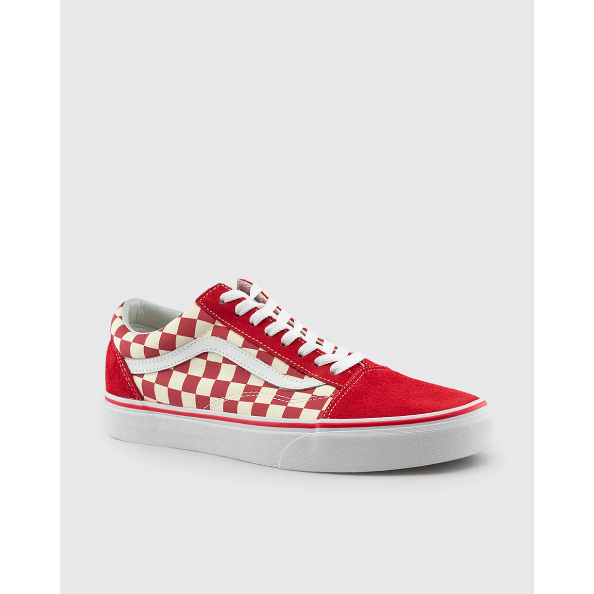 Vans Unisex Old Skool Checkerboard Shoes - Racing Red / White