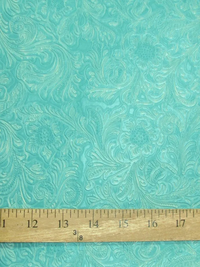 Vintage Western Floral Pu Leather Fabric / Nugget / By The Roll - 30 Yards