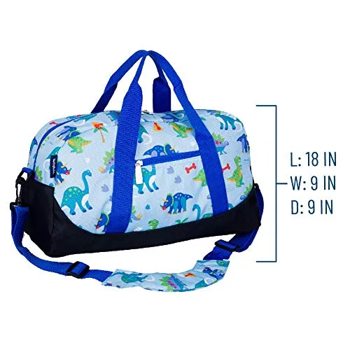 Wildkin Kids Overnighter Duffel Bags for Boys & Girls, Measures 18 x 9 x 9 Inches Duffel Bag for Kids, Carry-On Size & Ideal for School Practice or Overnight Travel, BPA-free (Dinosaur Land)