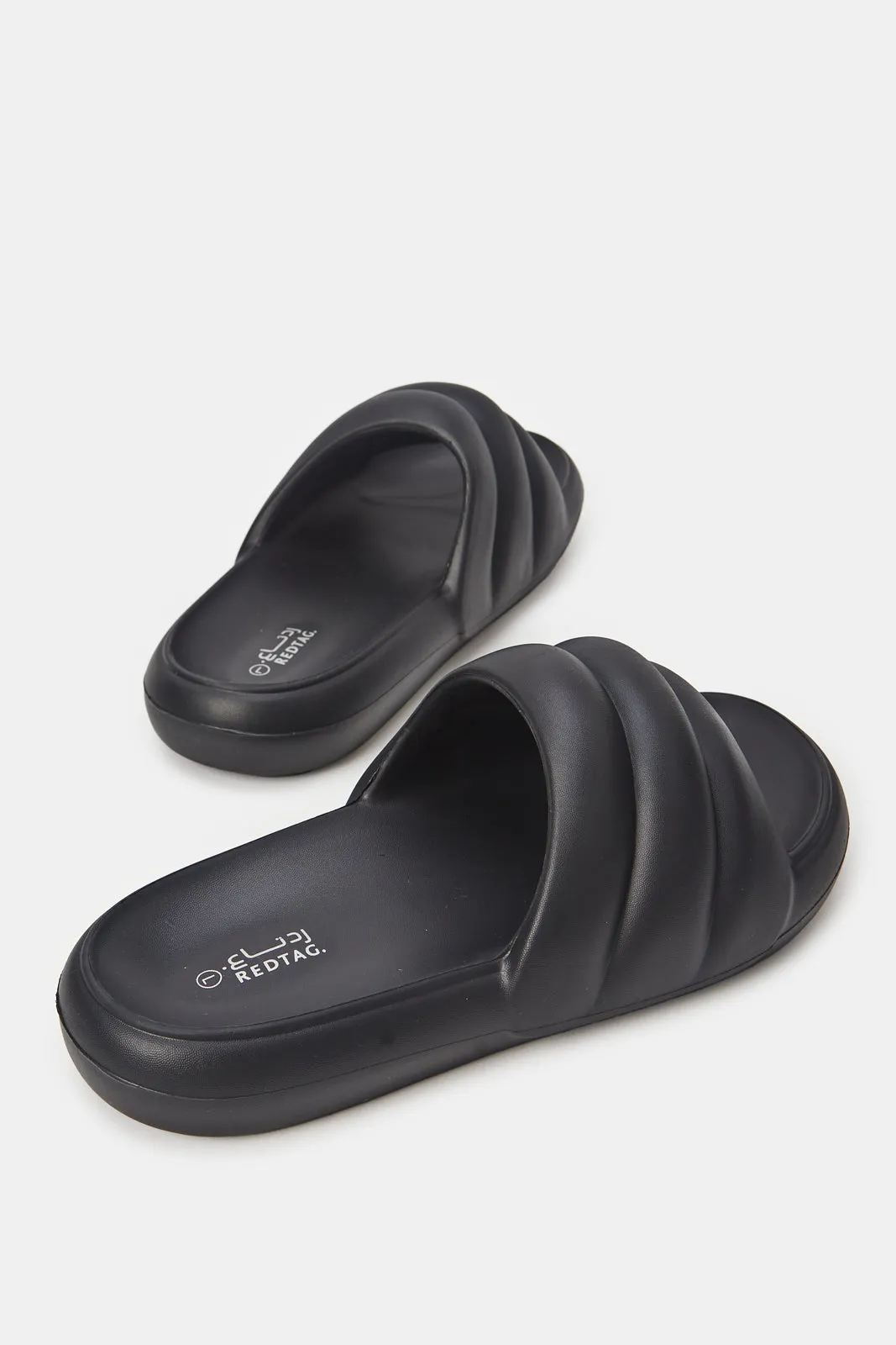 Women Black Molded Slide