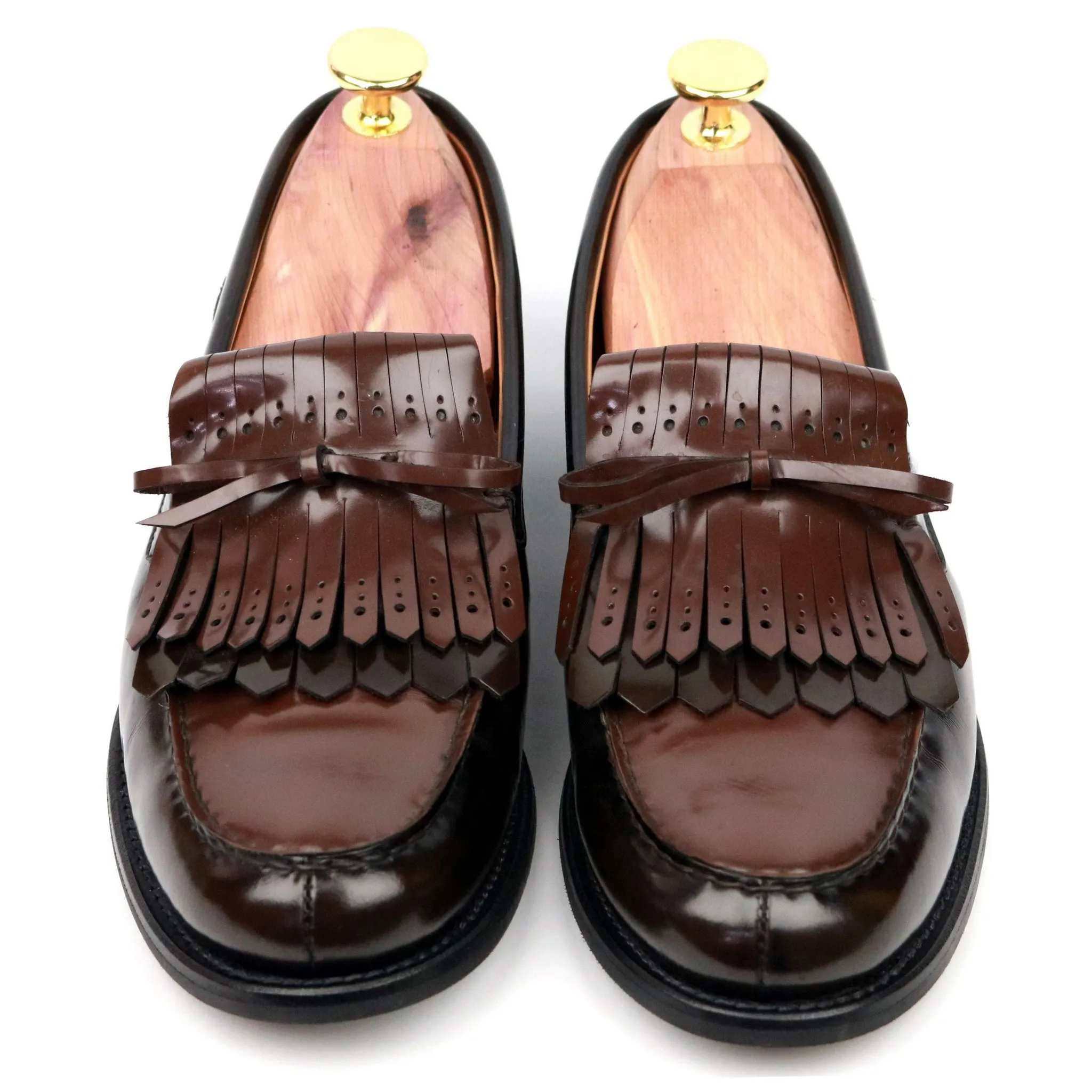 Women's 'Antonella' Brown Leather Fringe Loafers UK 3.5