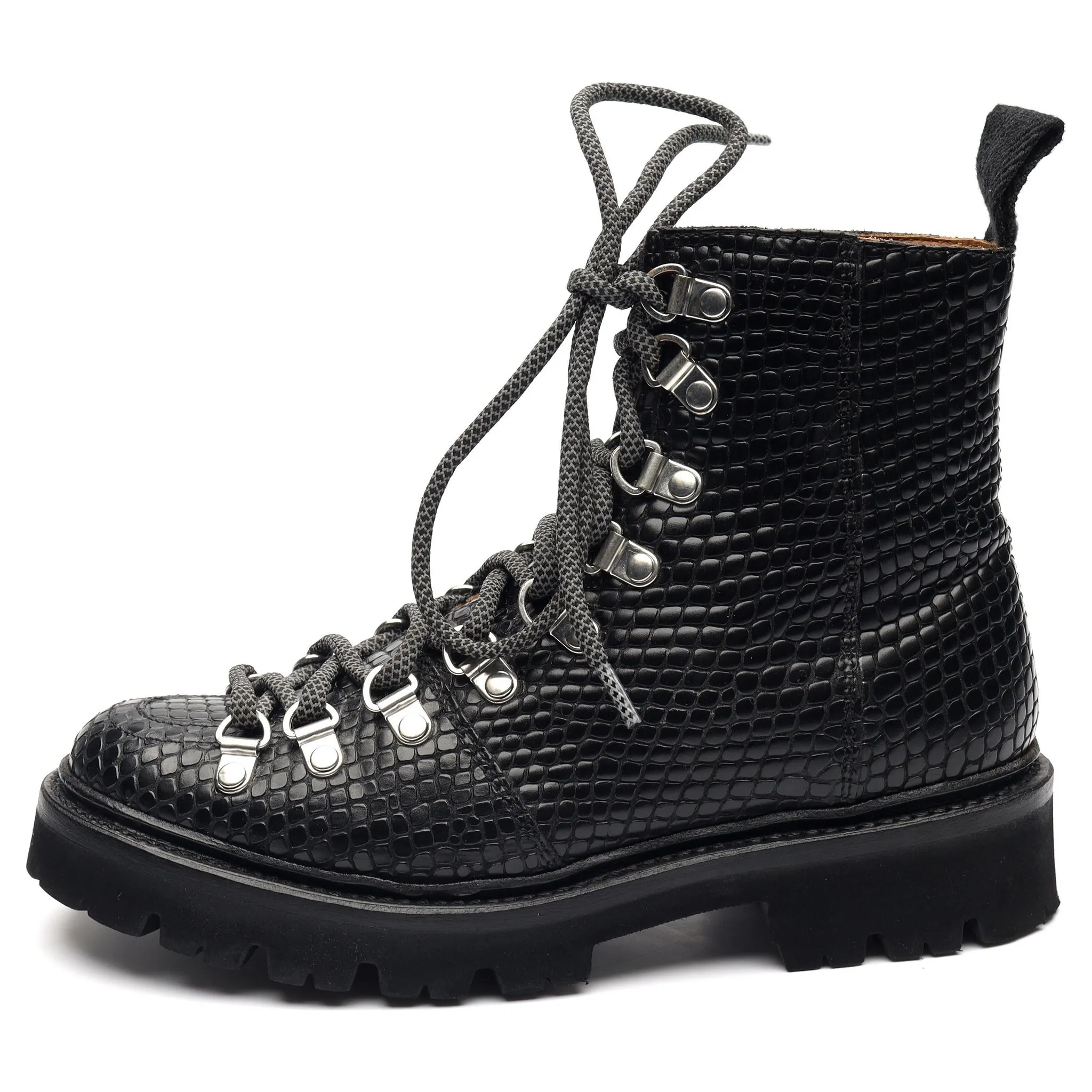 Women's 'Nanette' Black Leather Hiker Boots UK 3