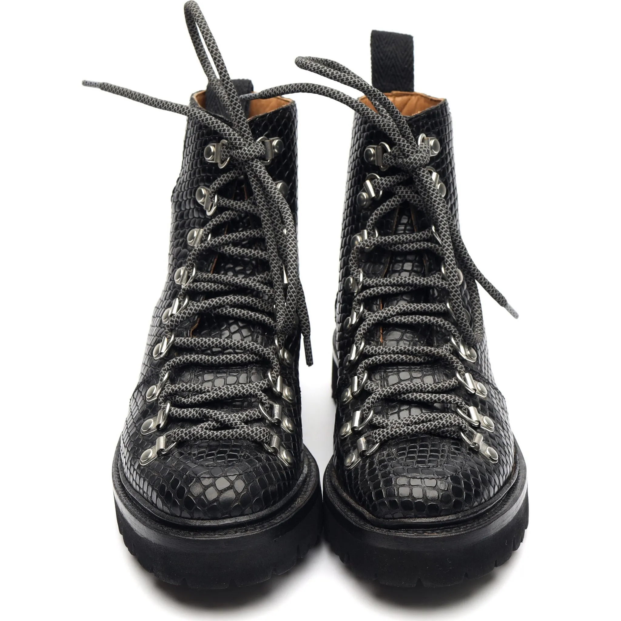 Women's 'Nanette' Black Leather Hiker Boots UK 3