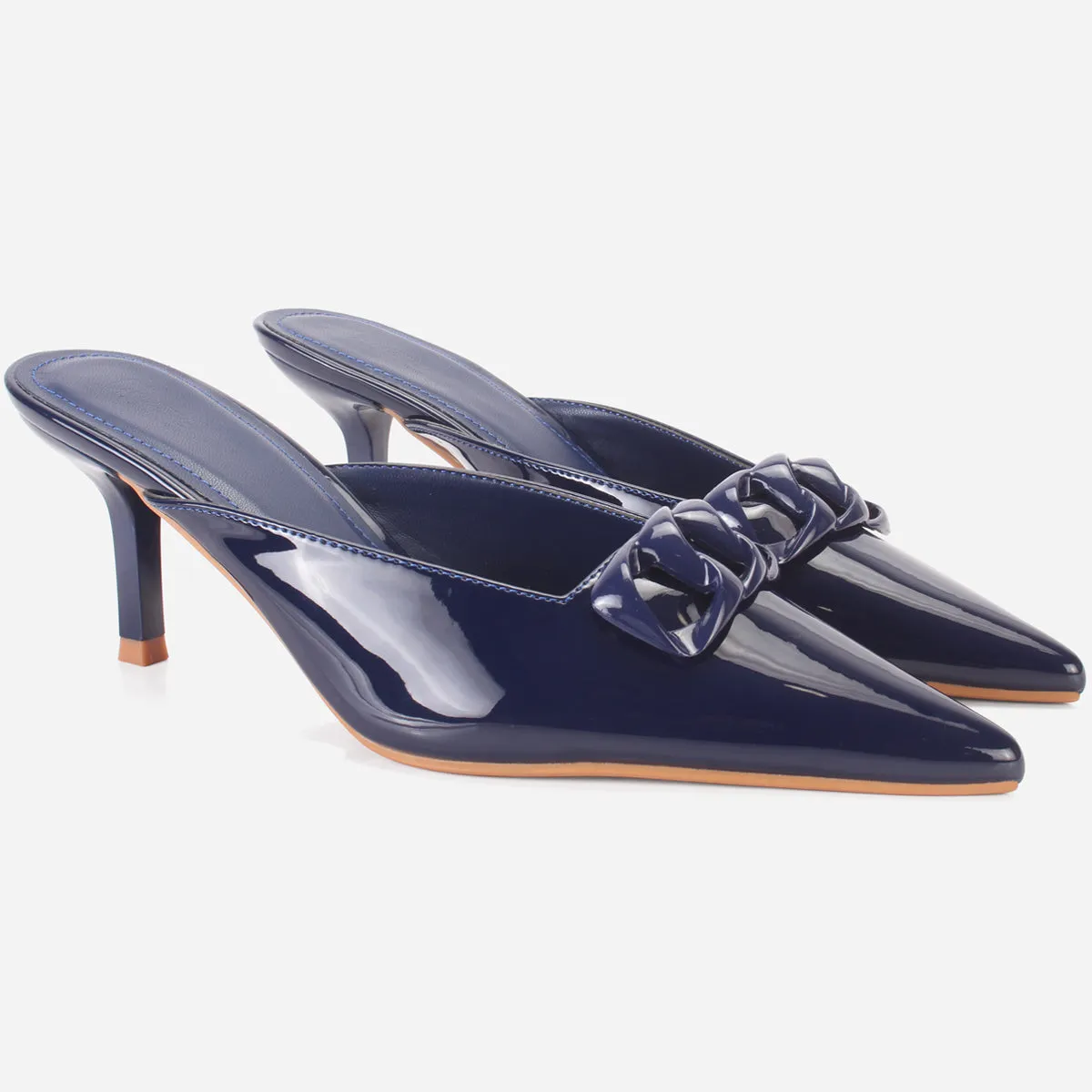 Womens "KIMARA" Pointed Toe Slide In Heeled Sandals