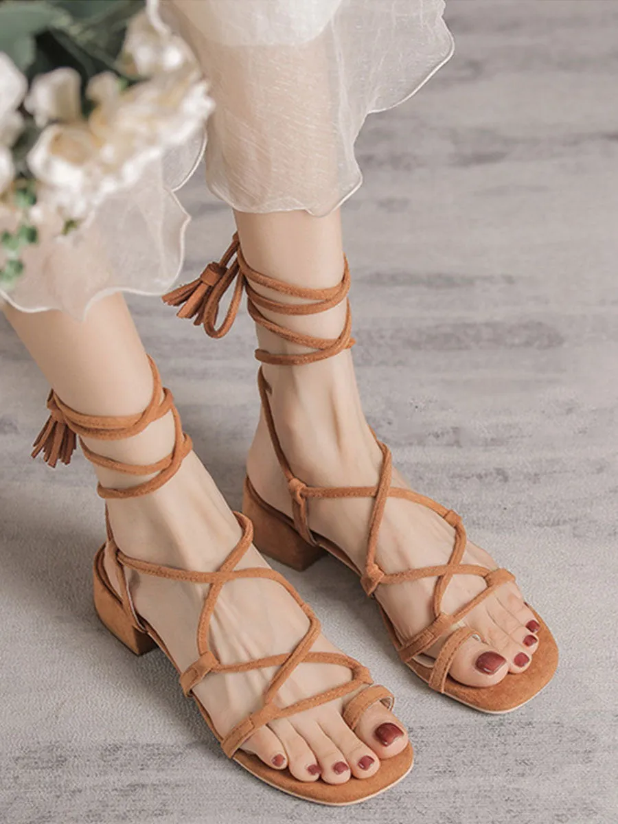 Women's Strap Round Toe Chunky Heel Boho Sandals