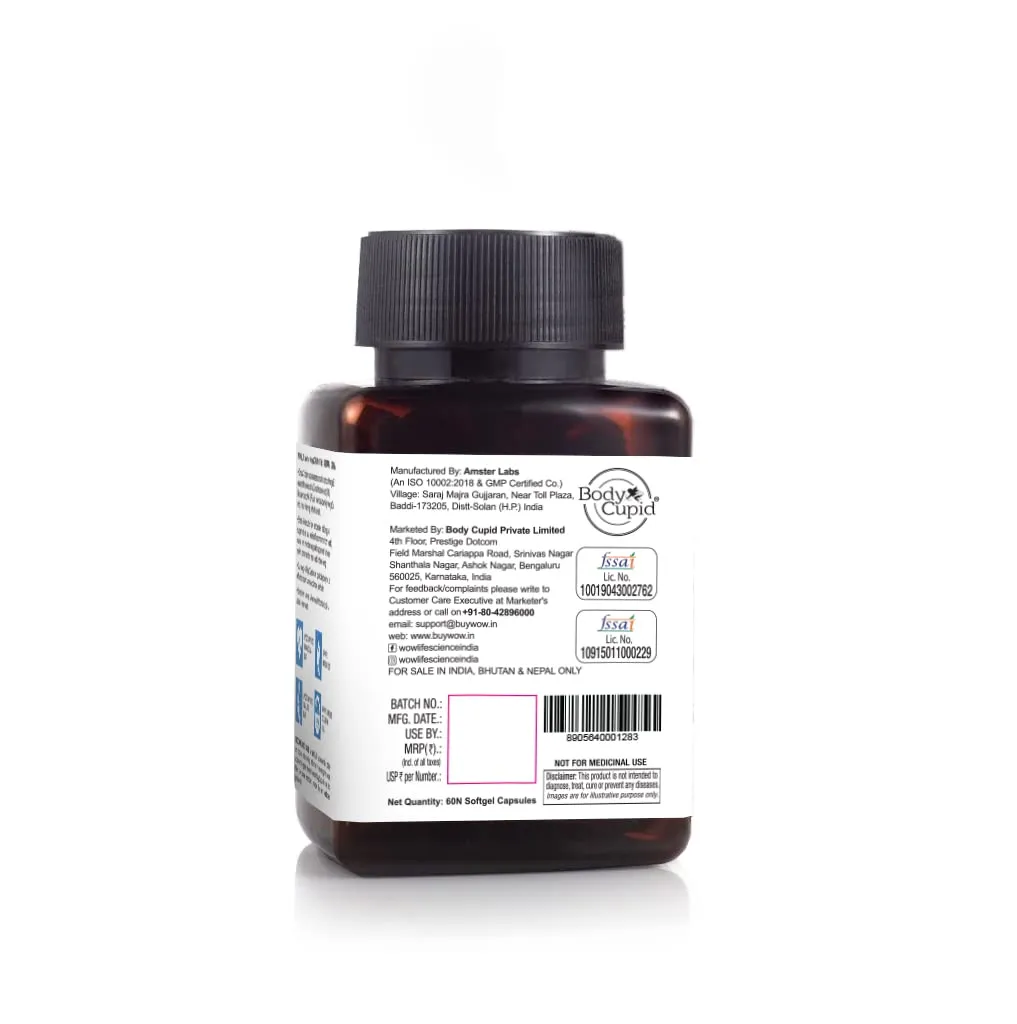 WOW Life Science Omega-3 Fish Oil 1000mg - 60 Capsules| For Men & Women | Daily Strength - 180 mg EPA & 120 mg DHA| For Muscle & Joint Support, Healthy Heart & Cognitive Support| No Fishy Burps