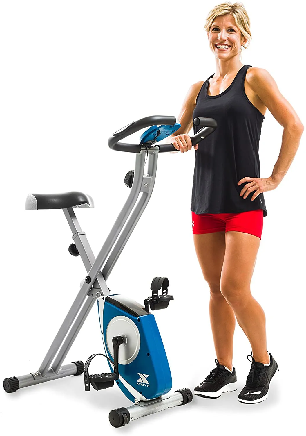 XTERRA Fitness FB150 Folding Exercise Bike, Silver, 31.5L x 18W x 45.3H in.