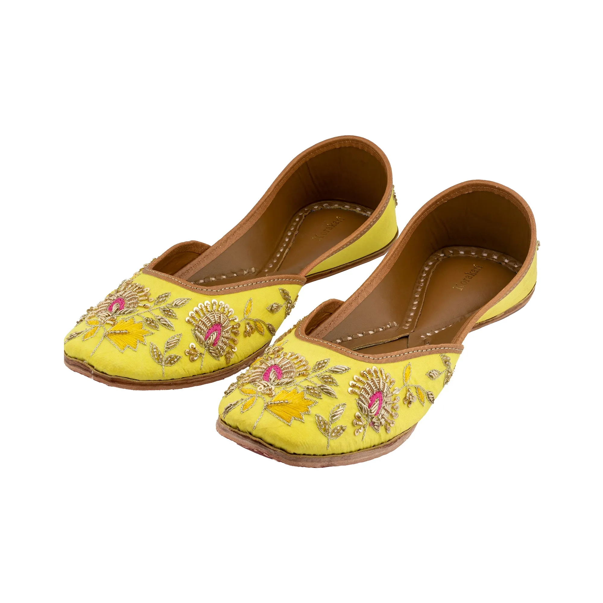 Yellow Lemon Luxe Women's Kolhapuri Leather Jutti