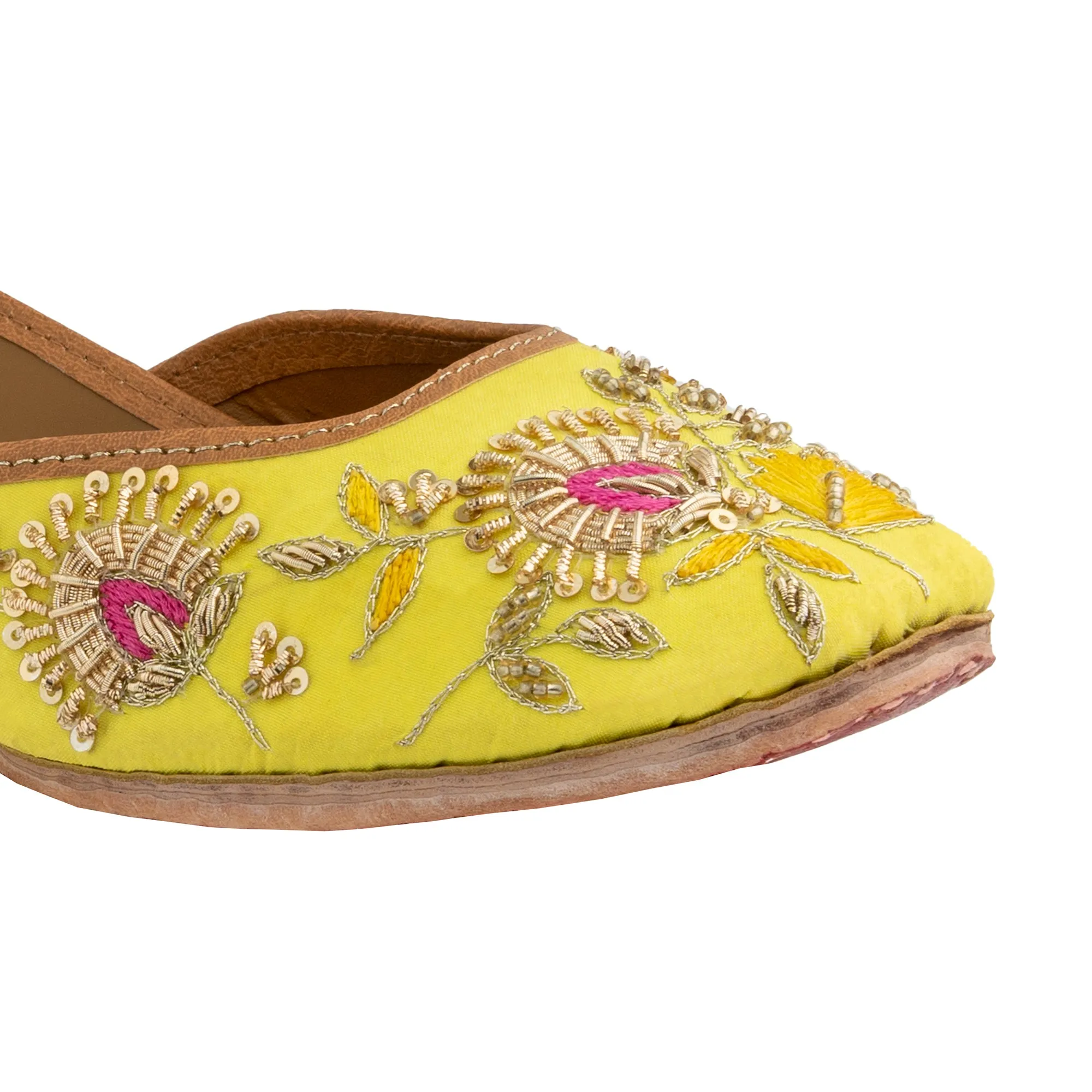 Yellow Lemon Luxe Women's Kolhapuri Leather Jutti