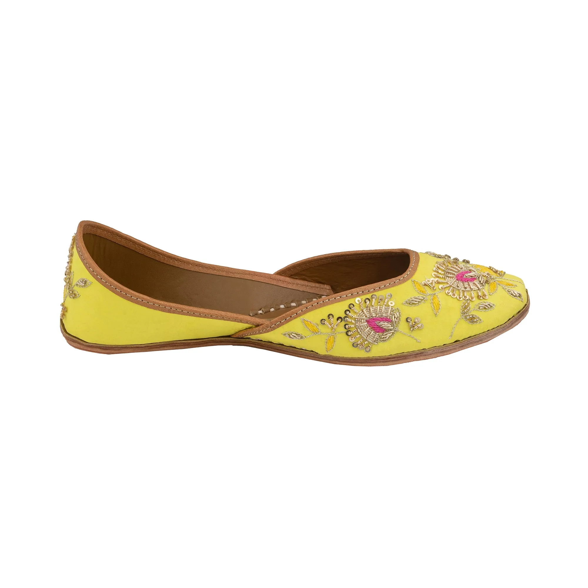 Yellow Lemon Luxe Women's Kolhapuri Leather Jutti