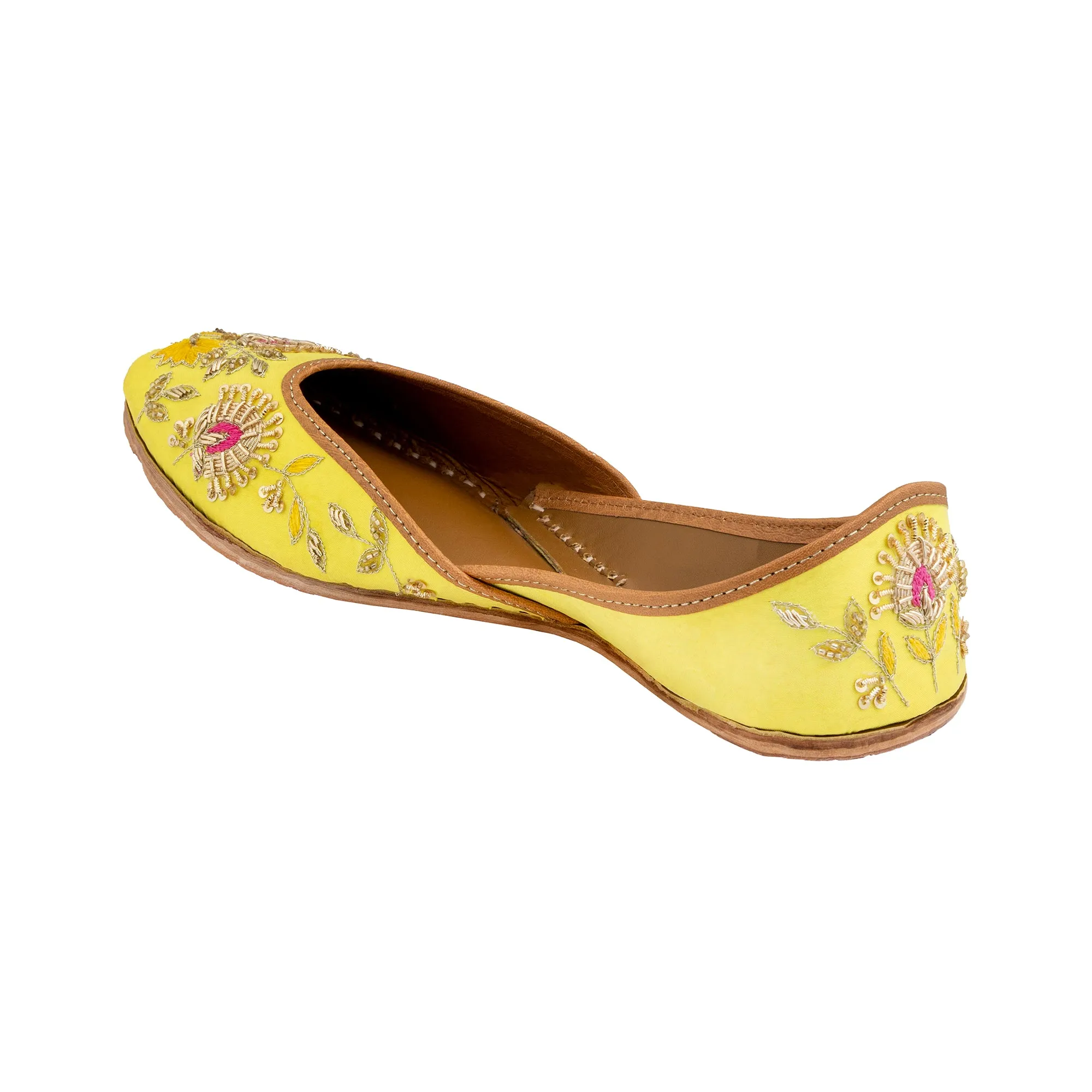 Yellow Lemon Luxe Women's Kolhapuri Leather Jutti